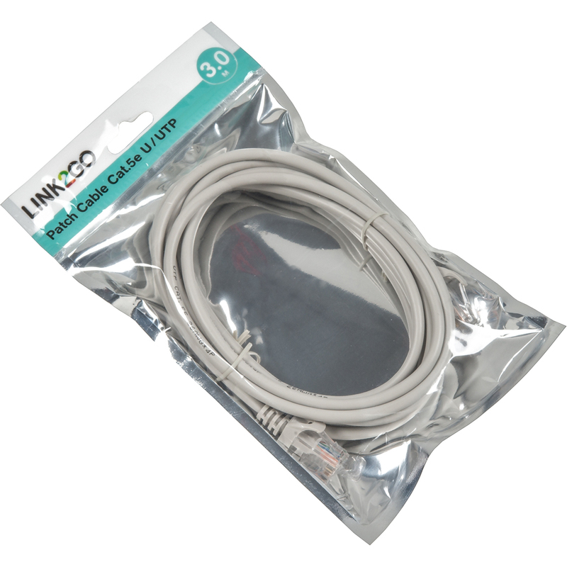 Link2Go Netzwerkkabel RJ45, Cat.5e, grau, 3 m