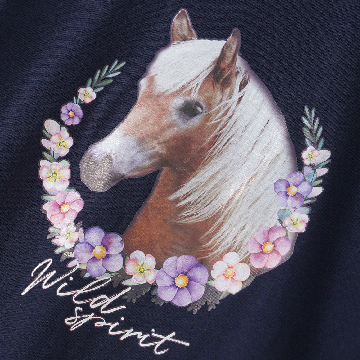 Yigga Mädchen Shorty mit Pferde-Motiv dunkelblau