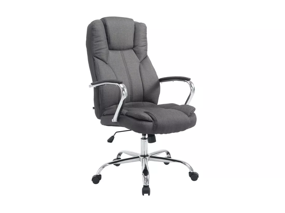 Chaise de bureau - Tissu & Métal chromé - Gris foncé - XXL Xanthos