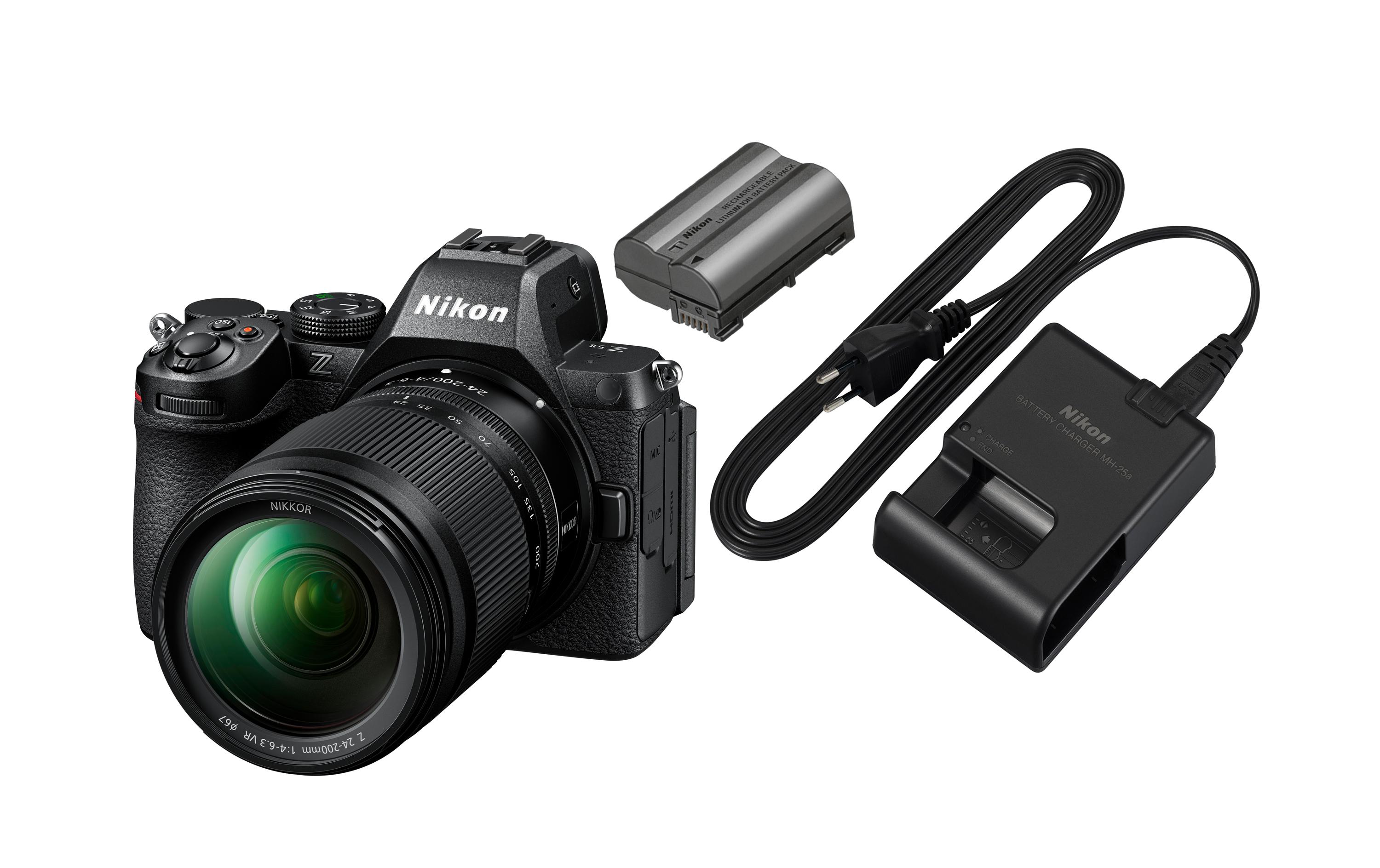 Fotokamera Z5II Kit NIKKOR 24-200 mm, Akku, Ladegerät<br>Spiegellose Kamera mit beeindruckender Bildqualität bei Fotos und Filmen mit Objektiv, Akku und Ladegerät