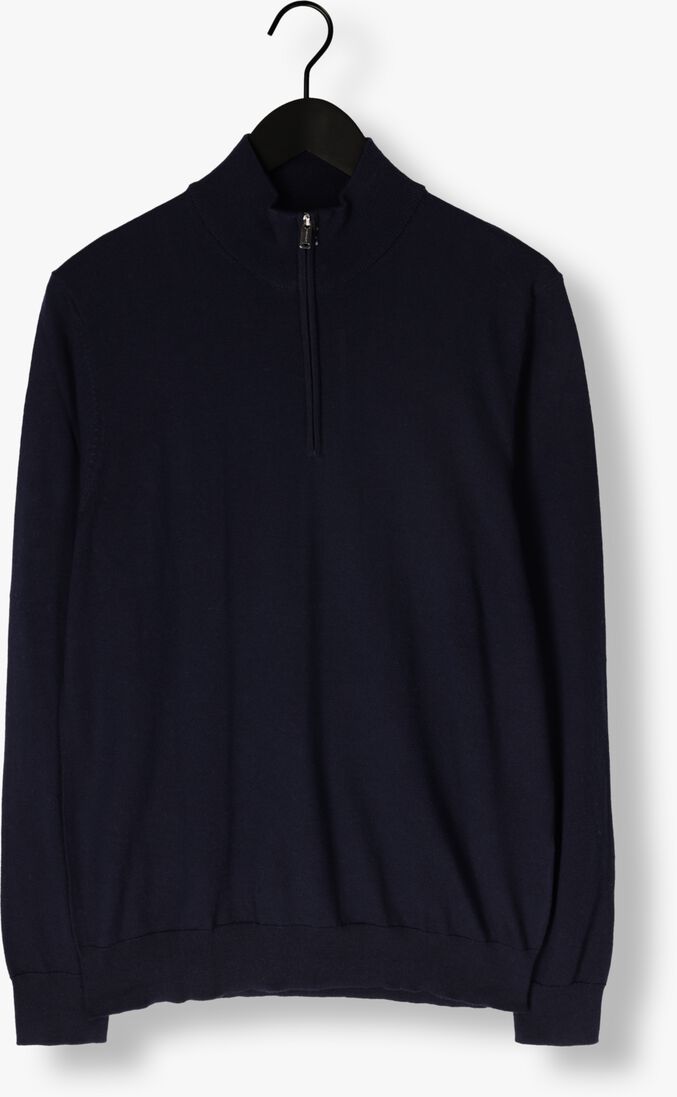 donkerblauwe profuomo trui pullover half zip merino