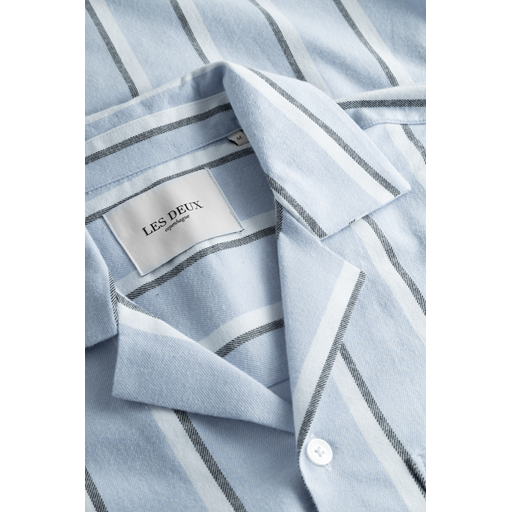 Les Deux Lawson Stripe Skjorte, Summer Sky/White, XL