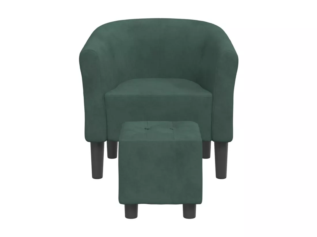 Fauteuil cabriolet avec repose-pied vert foncé velours