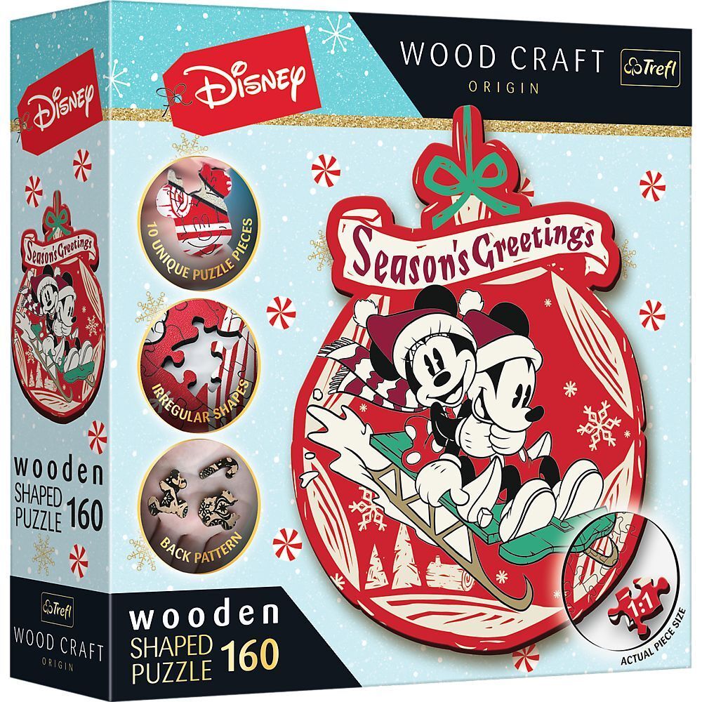 Holz Puzzle 160   - Mickey und Minni's Weihnachtsabenteuer