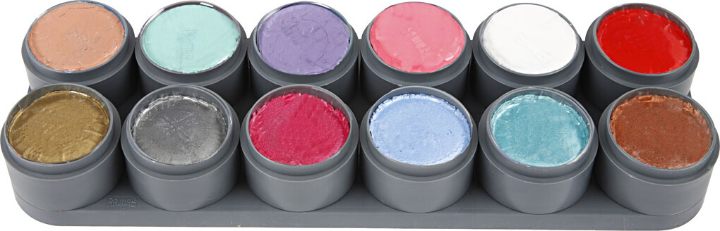 Grimas Ansigtsmaling - Sminke Palette Med 12 Farver - 12X15 ML