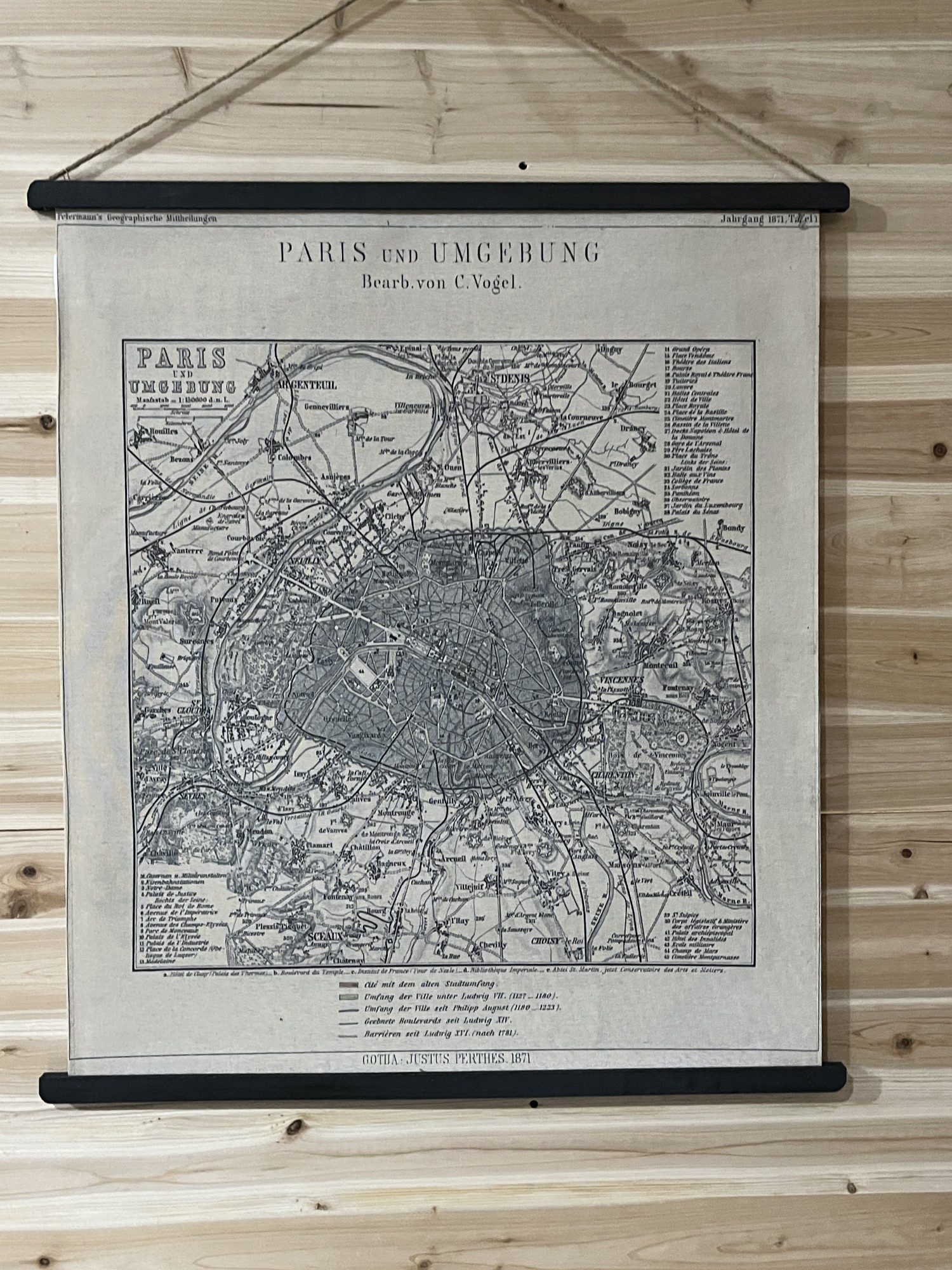 Rollbild 'Plan de Paris', H 93 cm, B 82 cm von fischer's lagerhaus