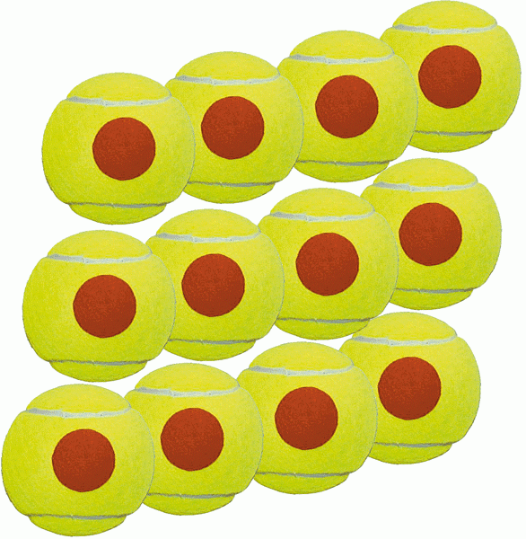 Padel Ball 12er gelb mit orangen Punkt