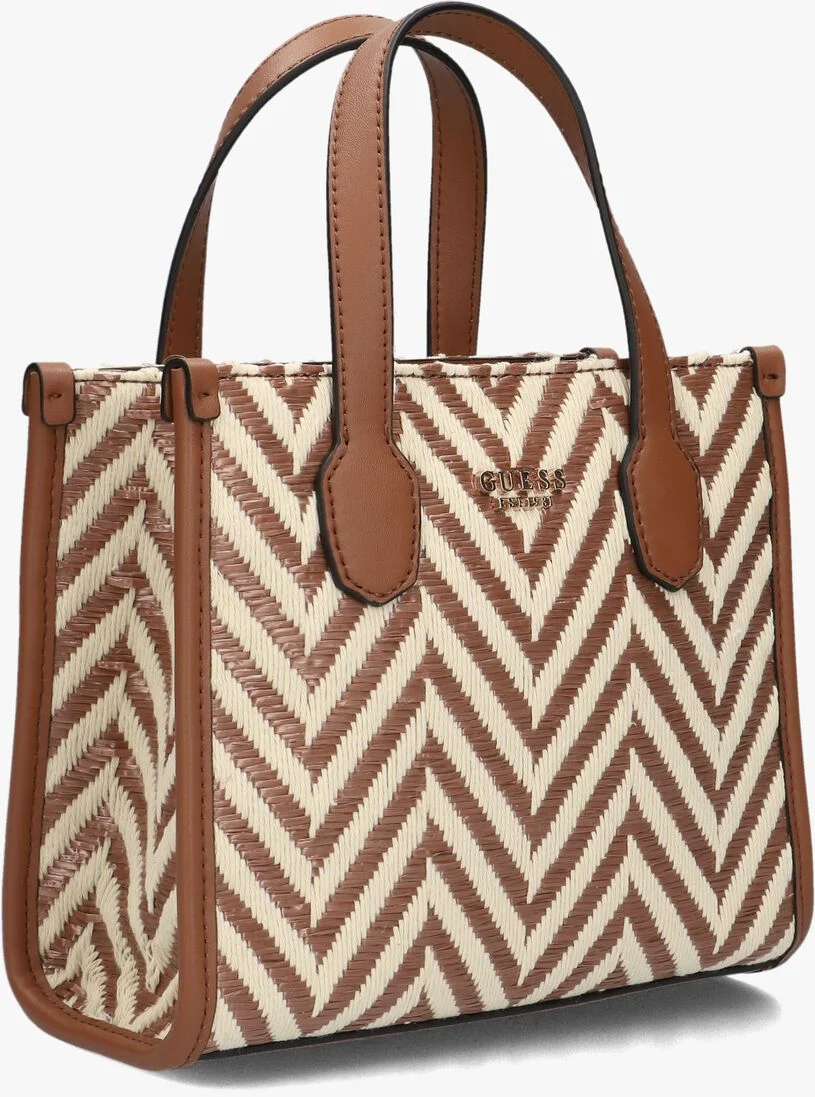 GUESS cognac guess handtas silvana 2 compartment mini tote
