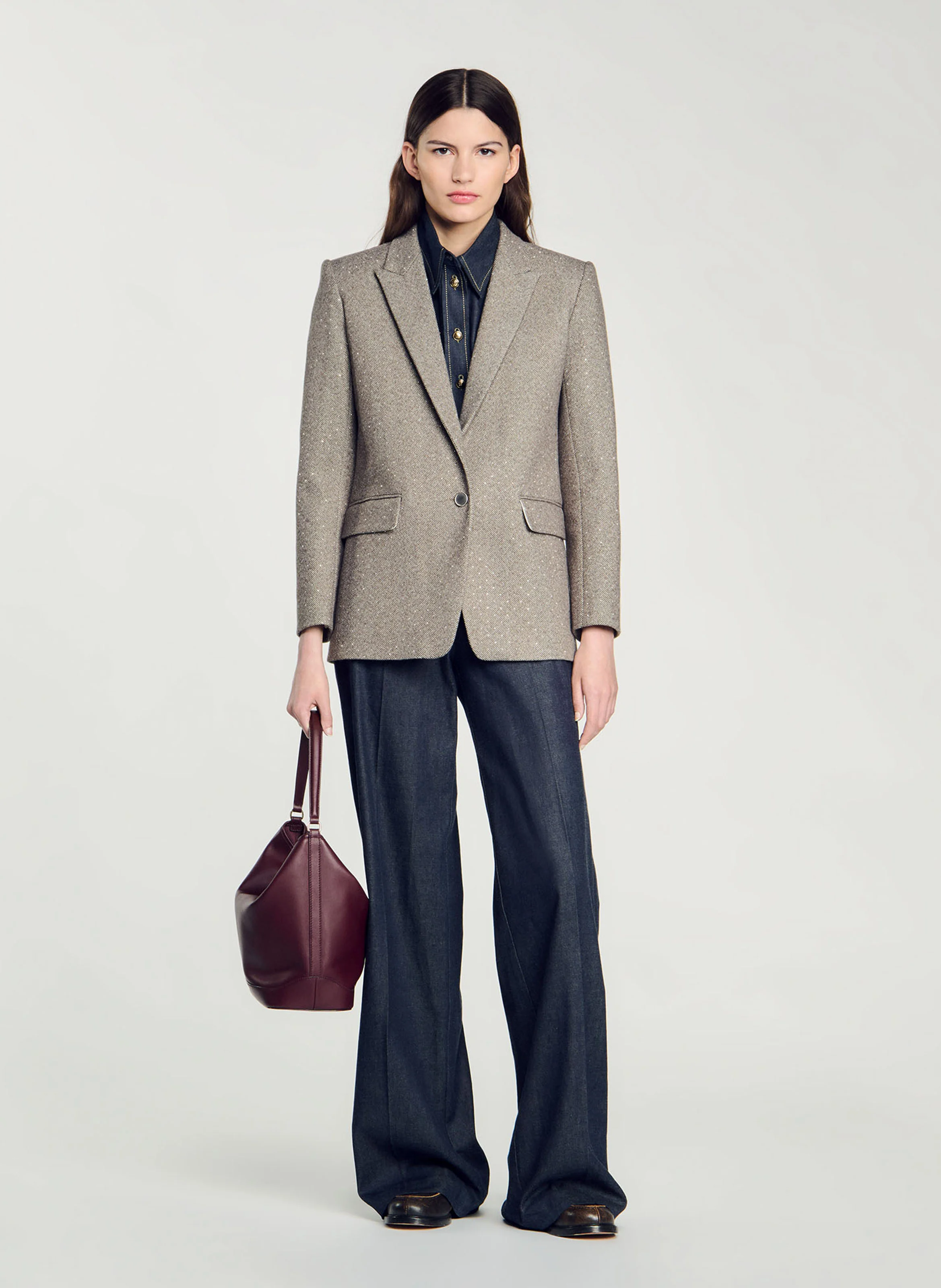 Veste de blazer droite| Beige
