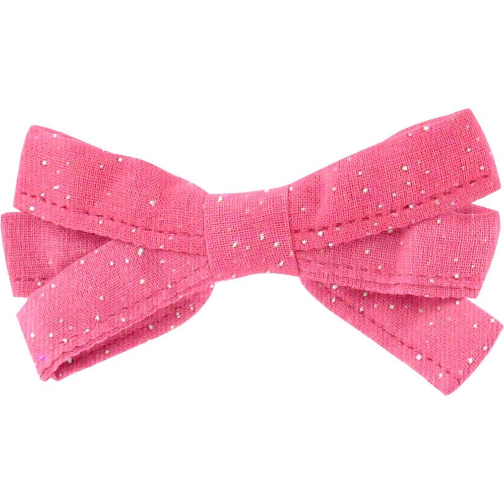 Barrette Noeud Ruban Rose Pailleté