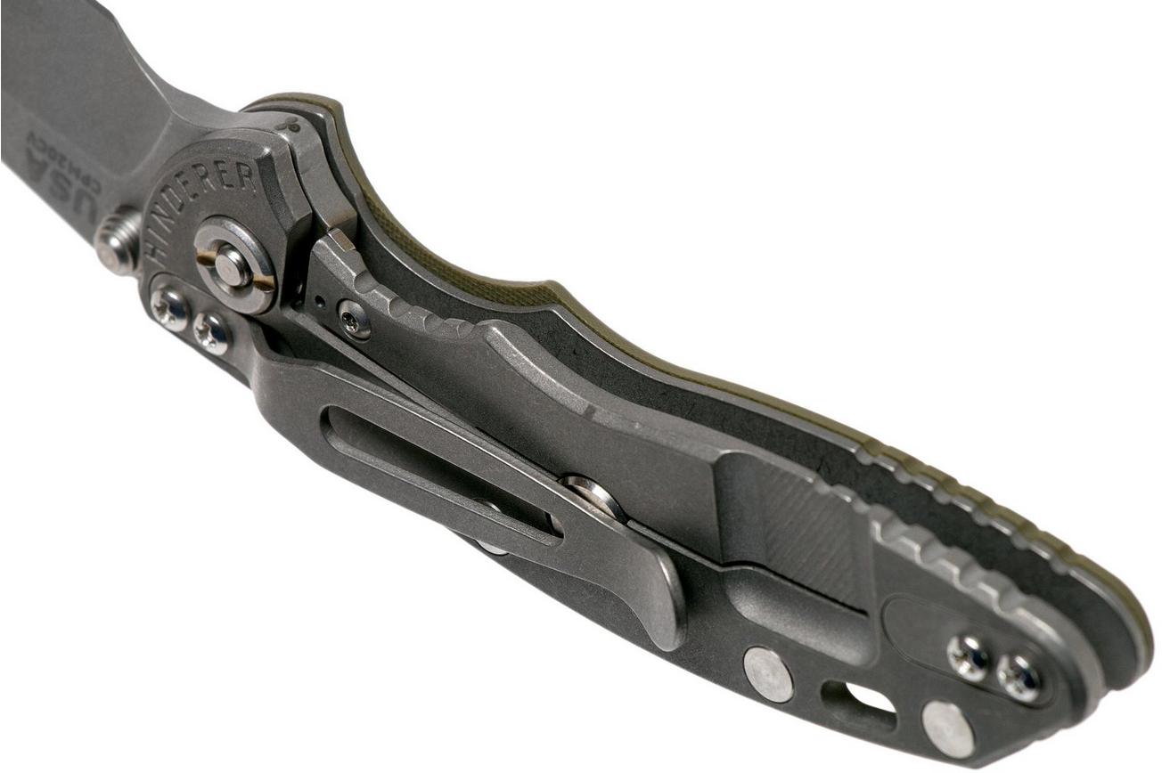 Rick Hinderer XM18 3.0” Spearpoint Non-Flipper CPM 20CV Working Finish OD Green G10 zakmes