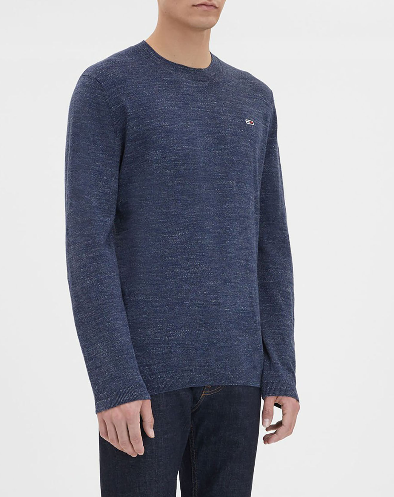 Tommy Jeans Pull 100% Coton Bio lightweight heather bleu marine