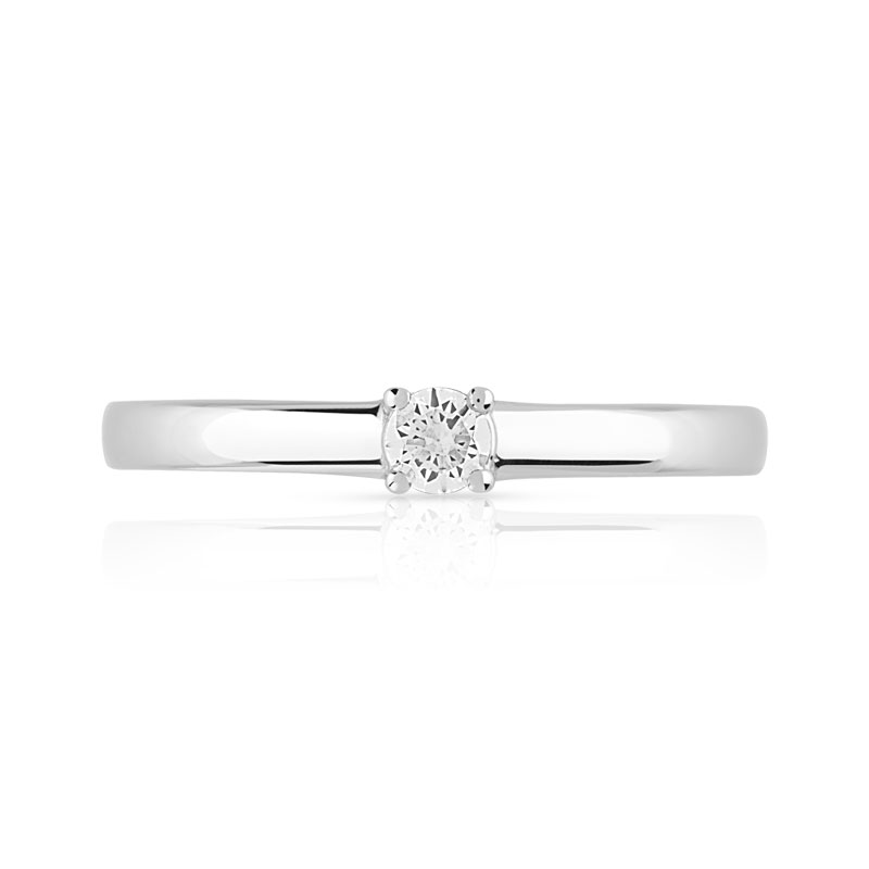 Solitaire or 750 blanc diamant 0,1 carat