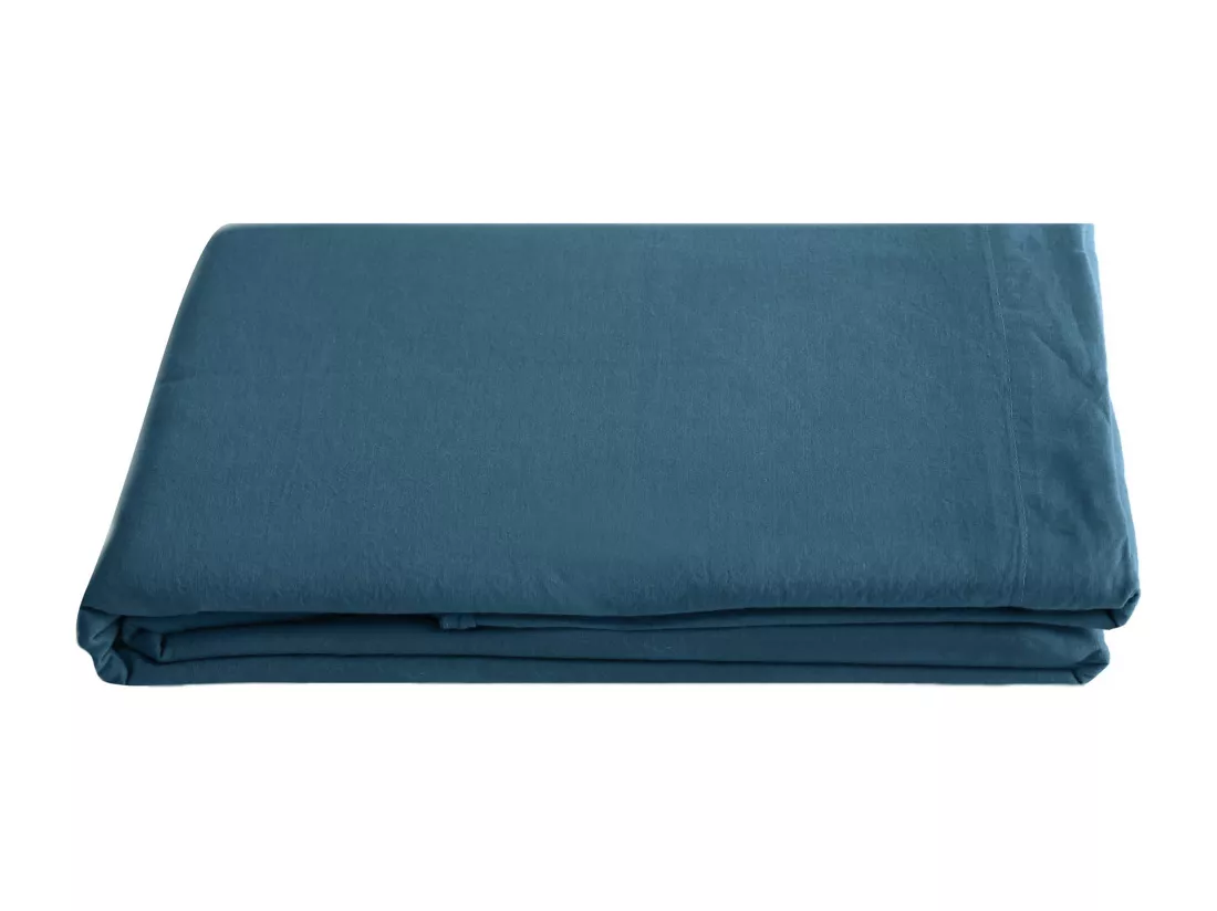 Drap plat 240x290 cm pur coton collection PALACE bleu marine