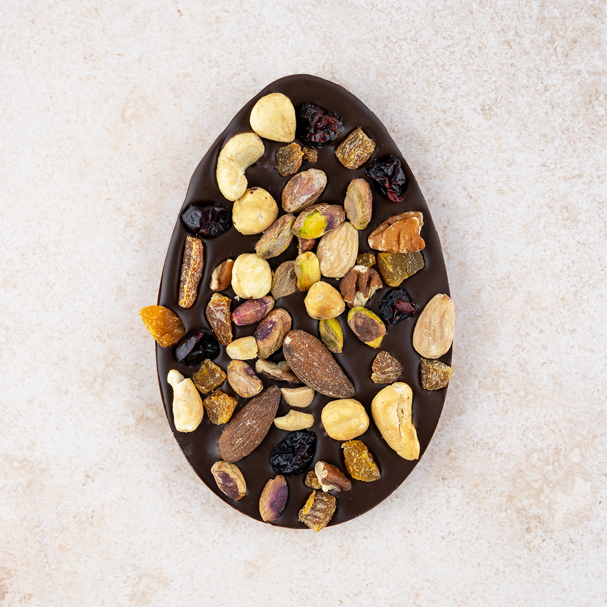 Chocolade paasei puur / noten & fruit (120 gram)