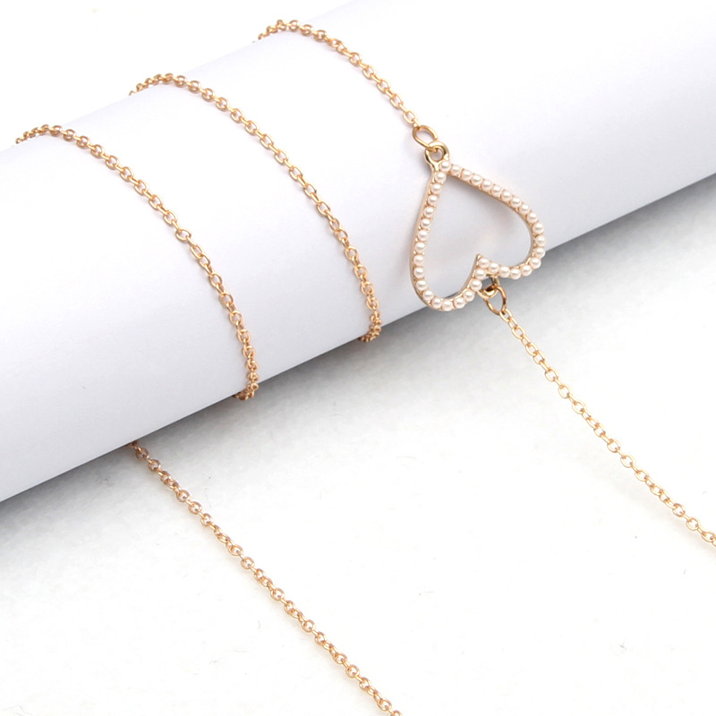 (70cm) Eyewear Halter Brillenkette Sonnenbrillenband Perlen Herz - Gold