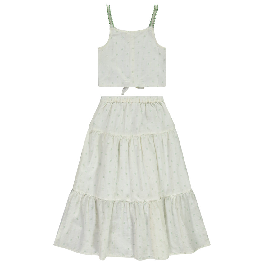 Ensemble 2 pièces assorties top + jupe longue pour fille