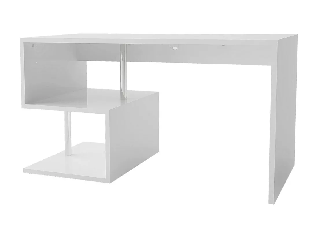 Bureau Dmorisc, Bureau PC Linéaire, Table de bureau polyvalente, Bureau gain de place multi-positions, 100% Made in Italy, 140x60h78 cm, Blanc brillant