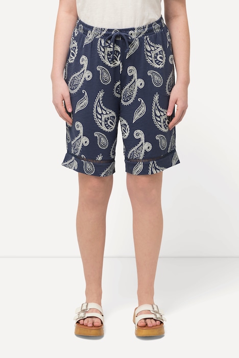 Jersey-Shorts, Paisleymuster, Lochstickerei, Biobaumwolle