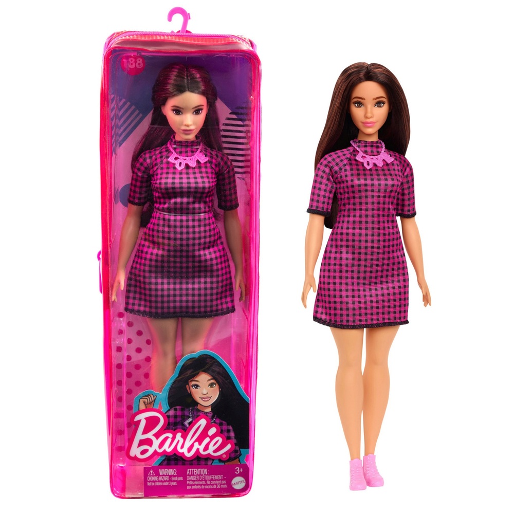 Barbie Fashionistas Puppe 188 – Rosa kariertes Kleid