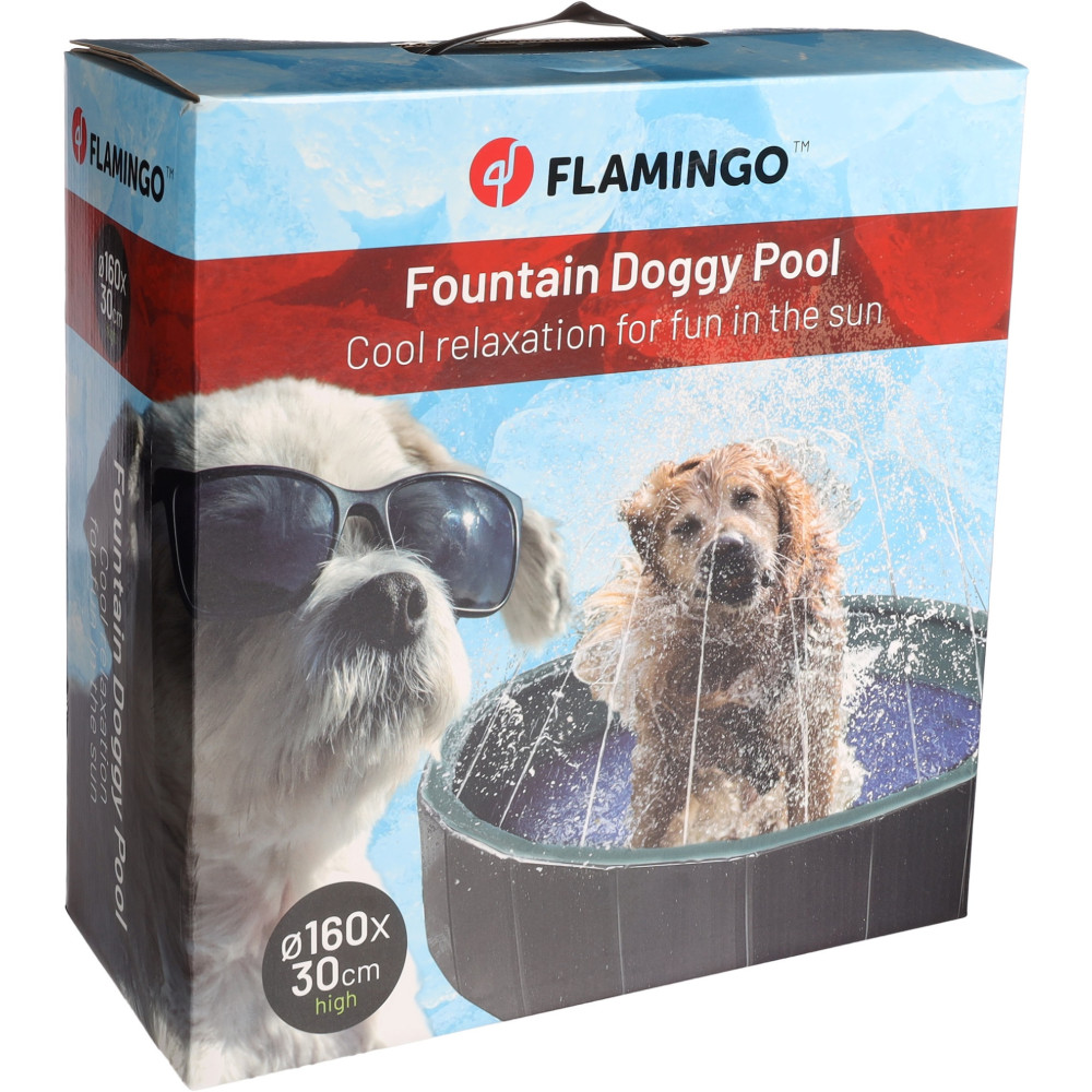 Piscine avec jet d'eau ø 160 x 30 cm bleu et gris pour chien