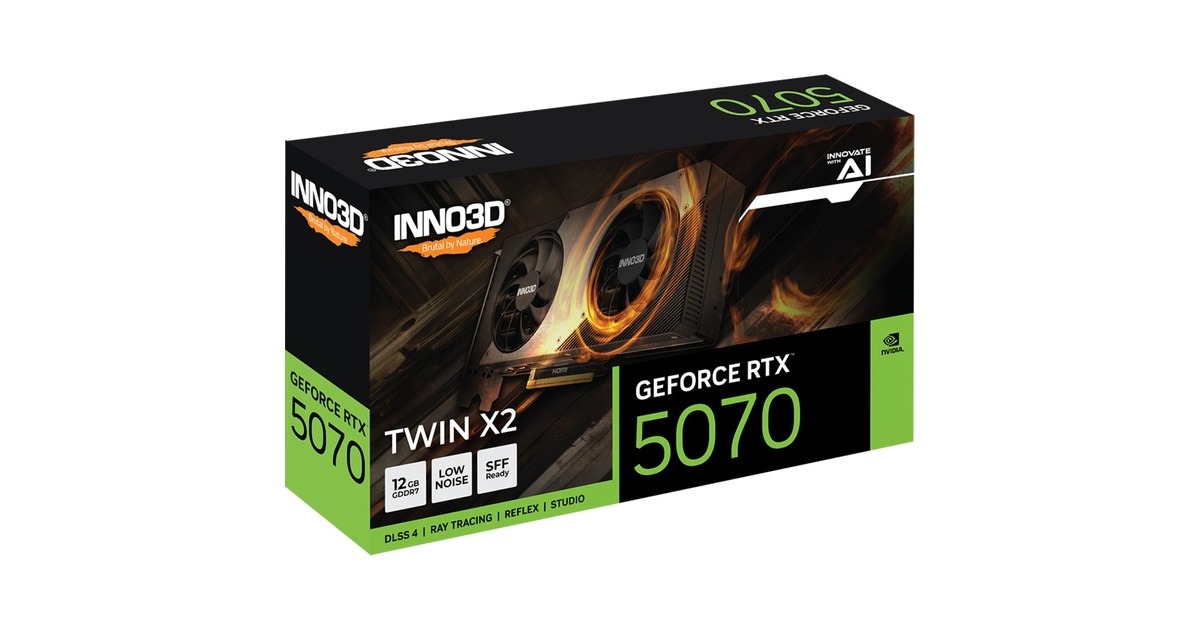 INNO3DGeForce RTX 5070 TWIN X2 grafische kaart  (DLSS 4, 3x DisplayPort, 1x HDMI 2.1)