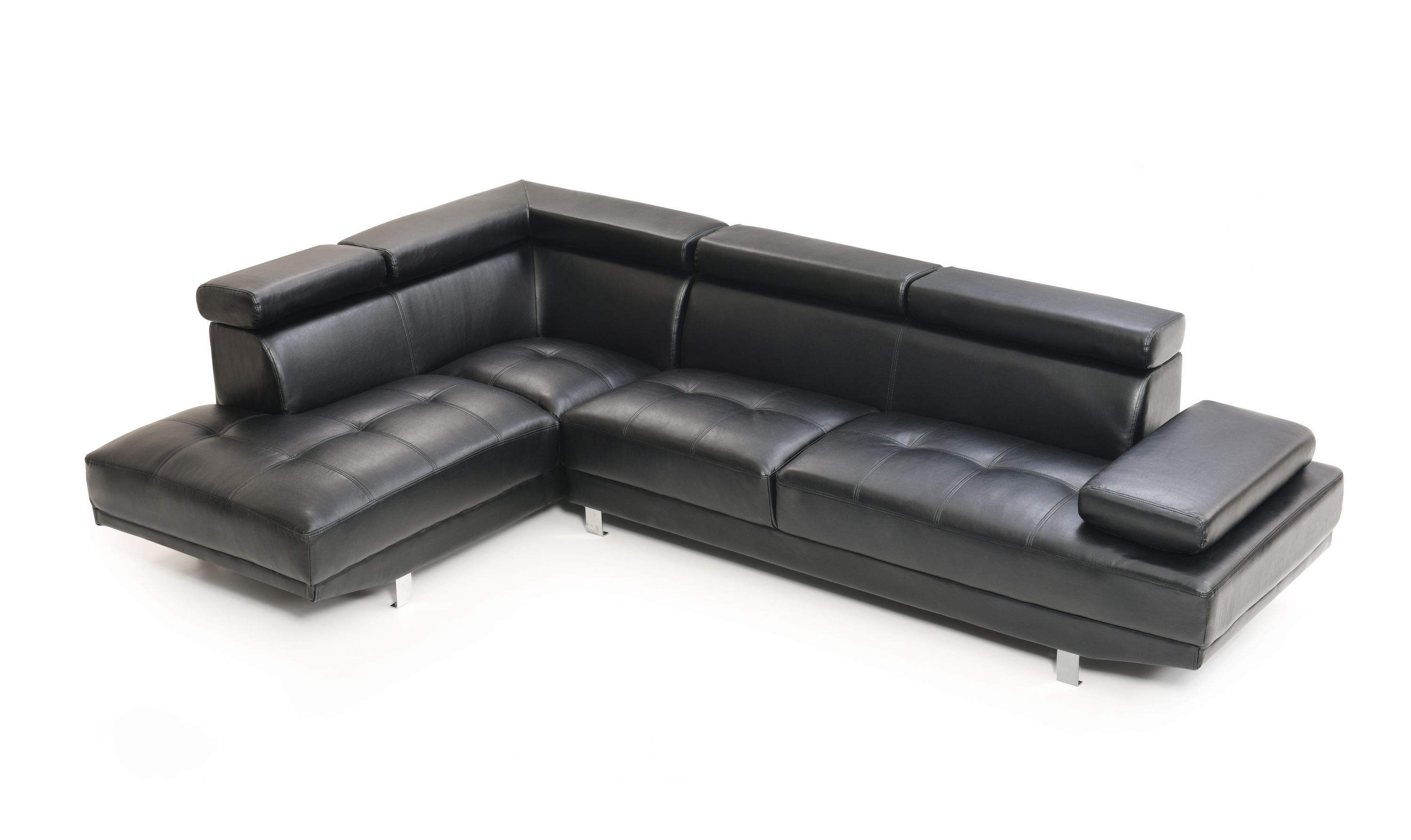 Ecksofa Leder PHILIP links schwarz