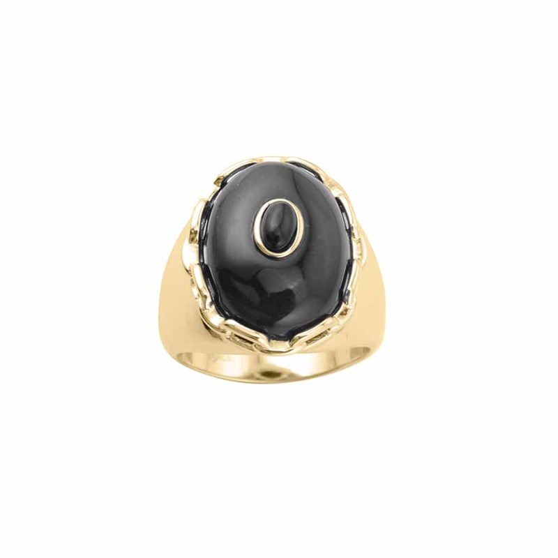 Bague Argent Doré Clothide Pierre Onyx