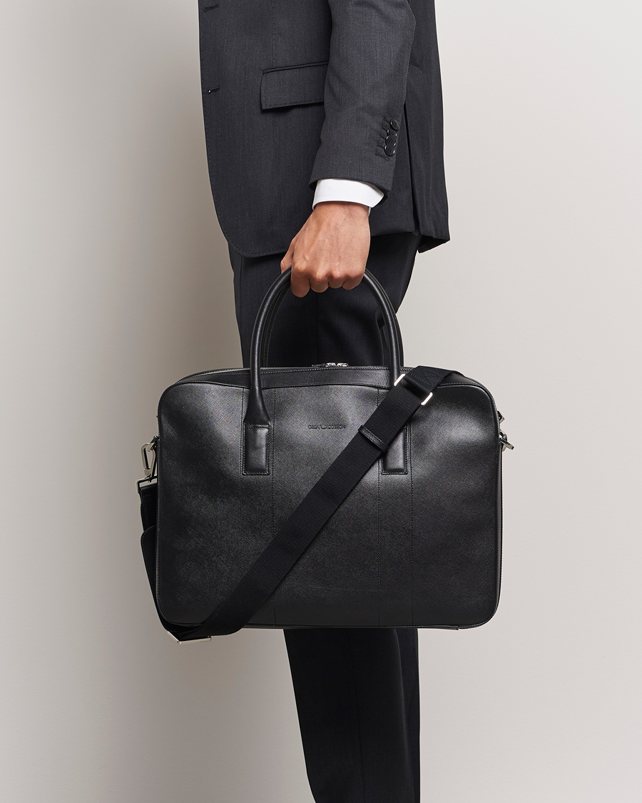 Oscar Jacobson Leather Briefcase Black