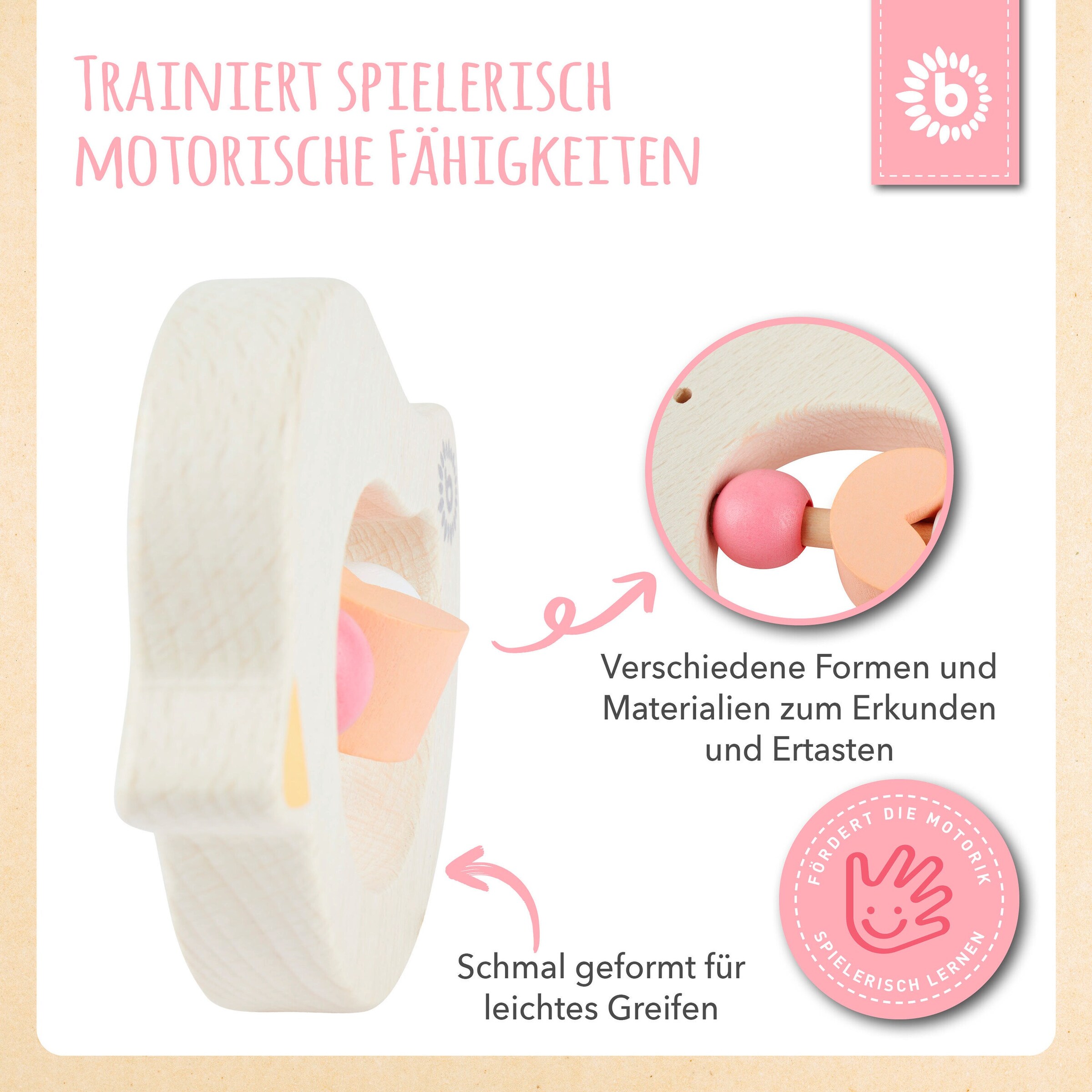 Bieco Beißring Holz Vogel - ab Geburt Orange