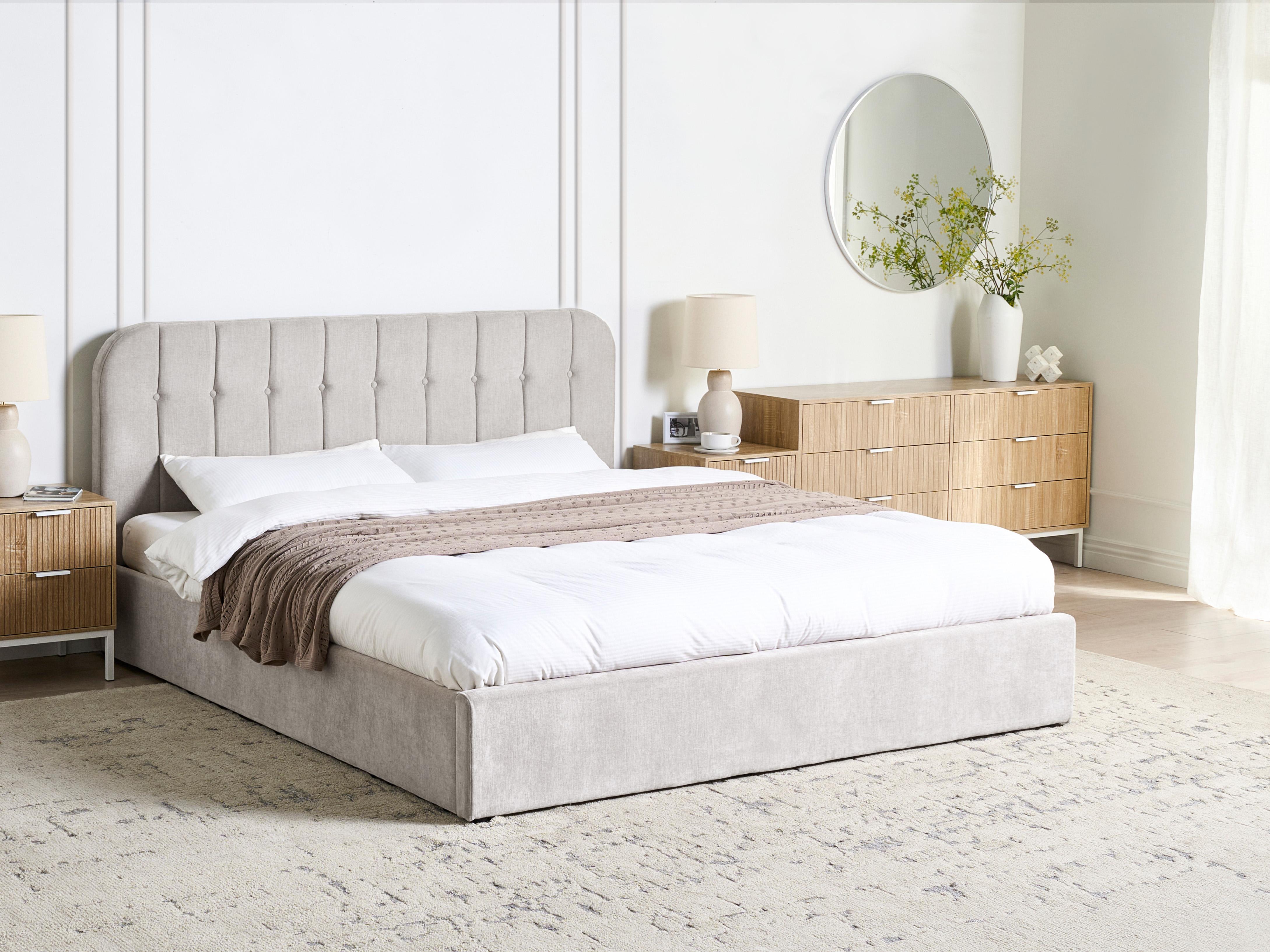Bed met opbergruimte Stof CHALLANS 180 x 200 cm Gebroken wit