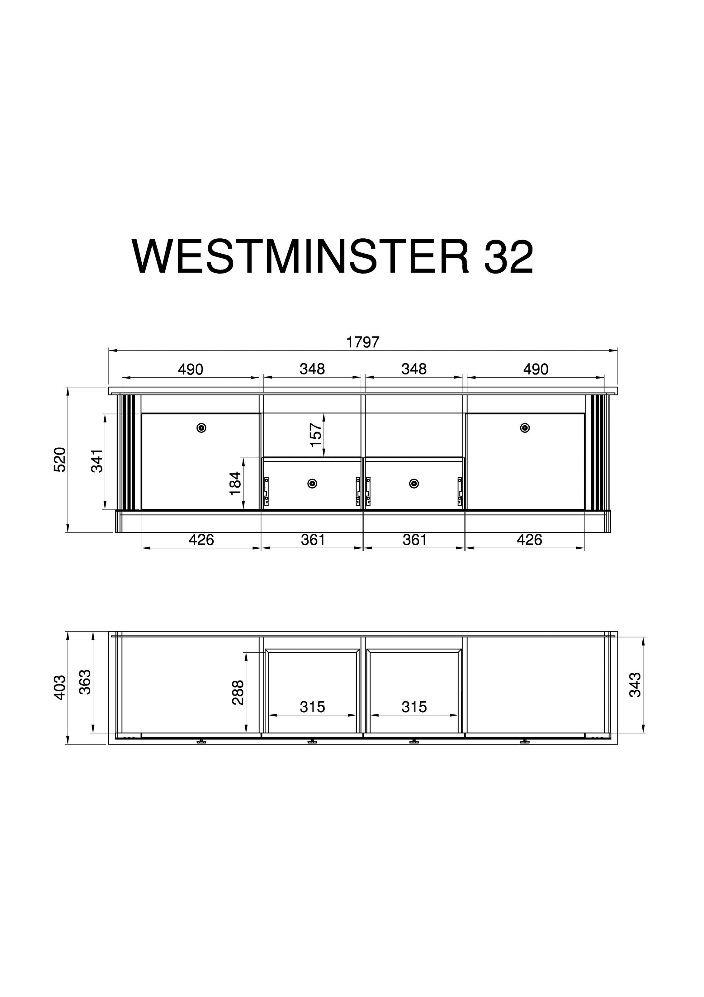 Home affaire Wohnwand »Westminster BESTSELLER!« Set, Vitrine, Lowboard, Standregal, Wandregal, 4 Stk. tlg.