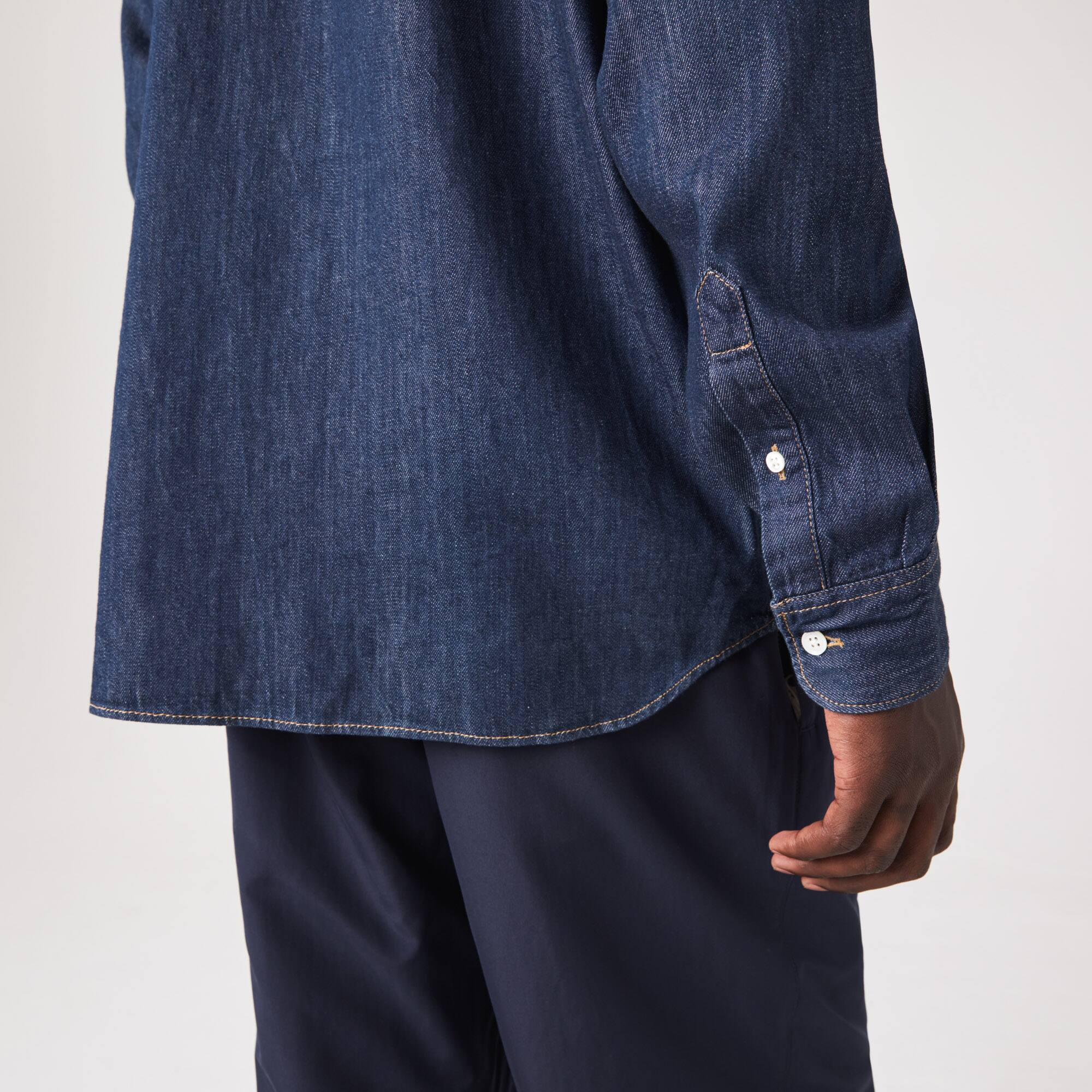Chemise homme Lacoste regular fit en denim de coton biologique Manches Longues - Bleu - Lacoste - Homme