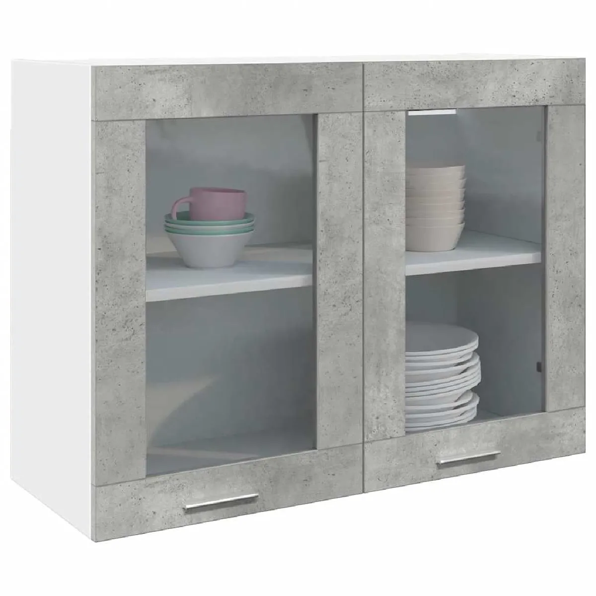 vidaXL Armoire verre suspendue Gris Béton