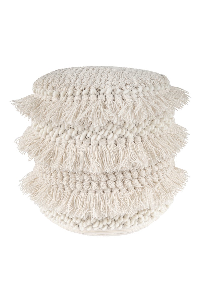 Poefkruk, handgemaakt, naturel, rond, Ø 35 cm
