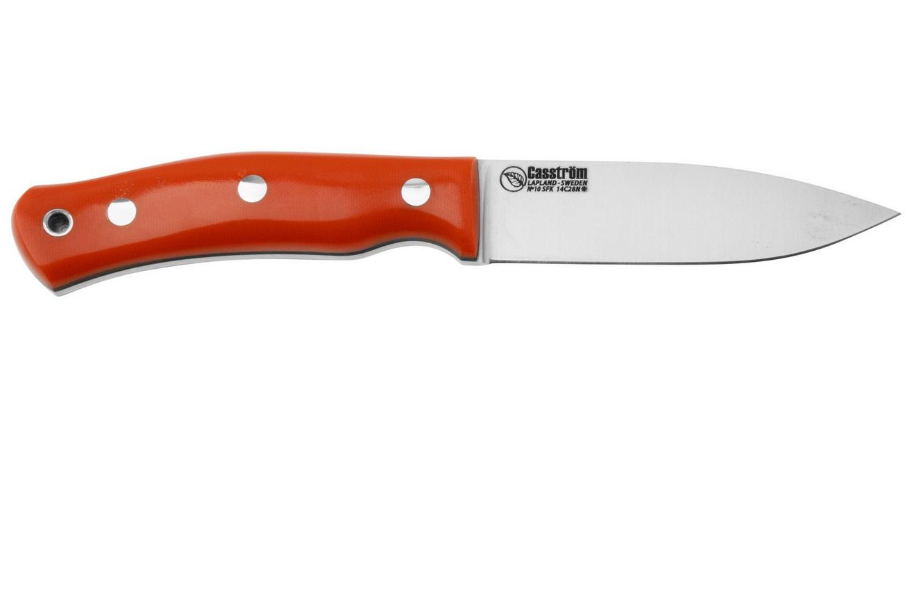 Casström No. 10 Swedish Forest Knife Flat 14130, 14C28N Orange G10 Kydex, bushcraftmes