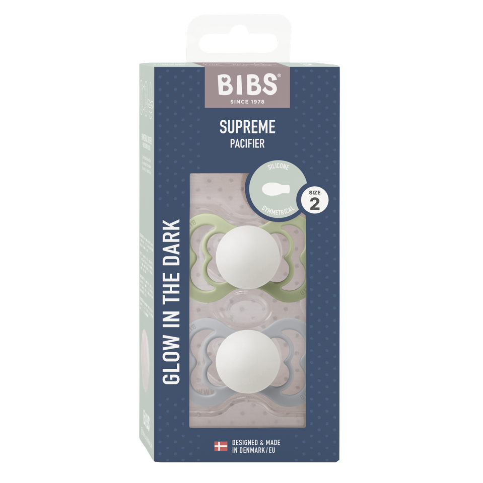 BIBS - Pacifier Supreme 2 Pack - Sage Glow/Cloud Glow - Size 2