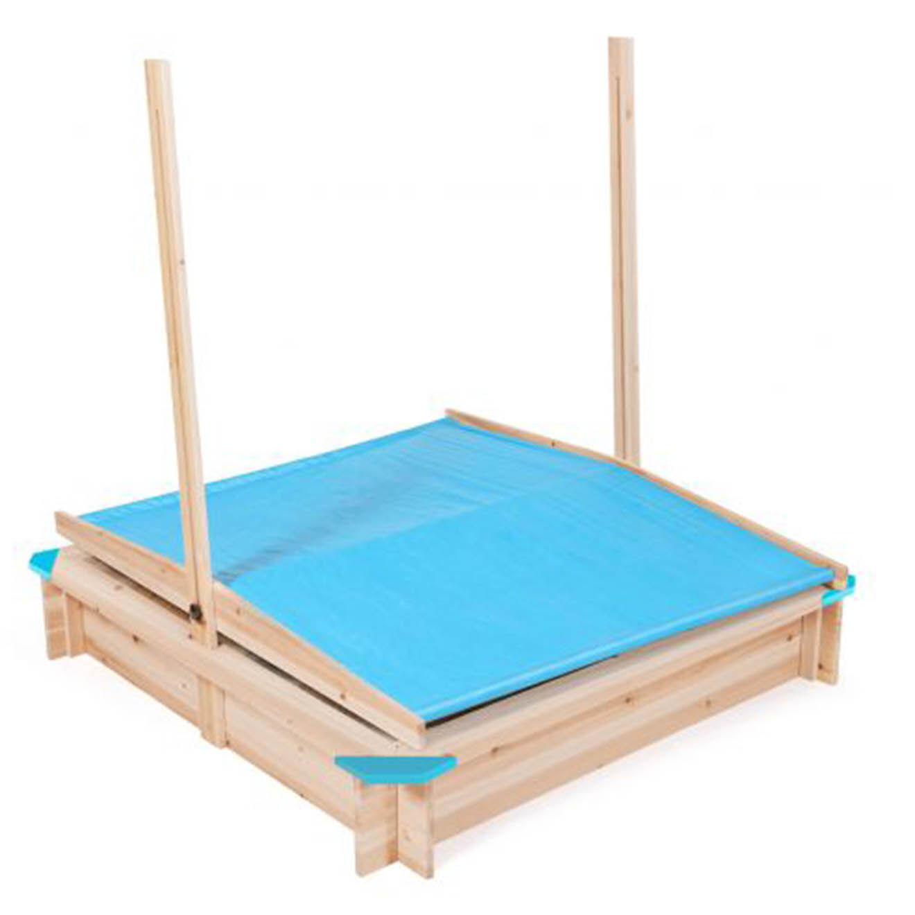 Pratik Garden Bac à Sable Kids bois avec toit ouvrant bleu/naturel