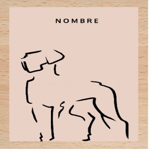 Ilustração de um Dogo com uma moldura de madeira rosa.