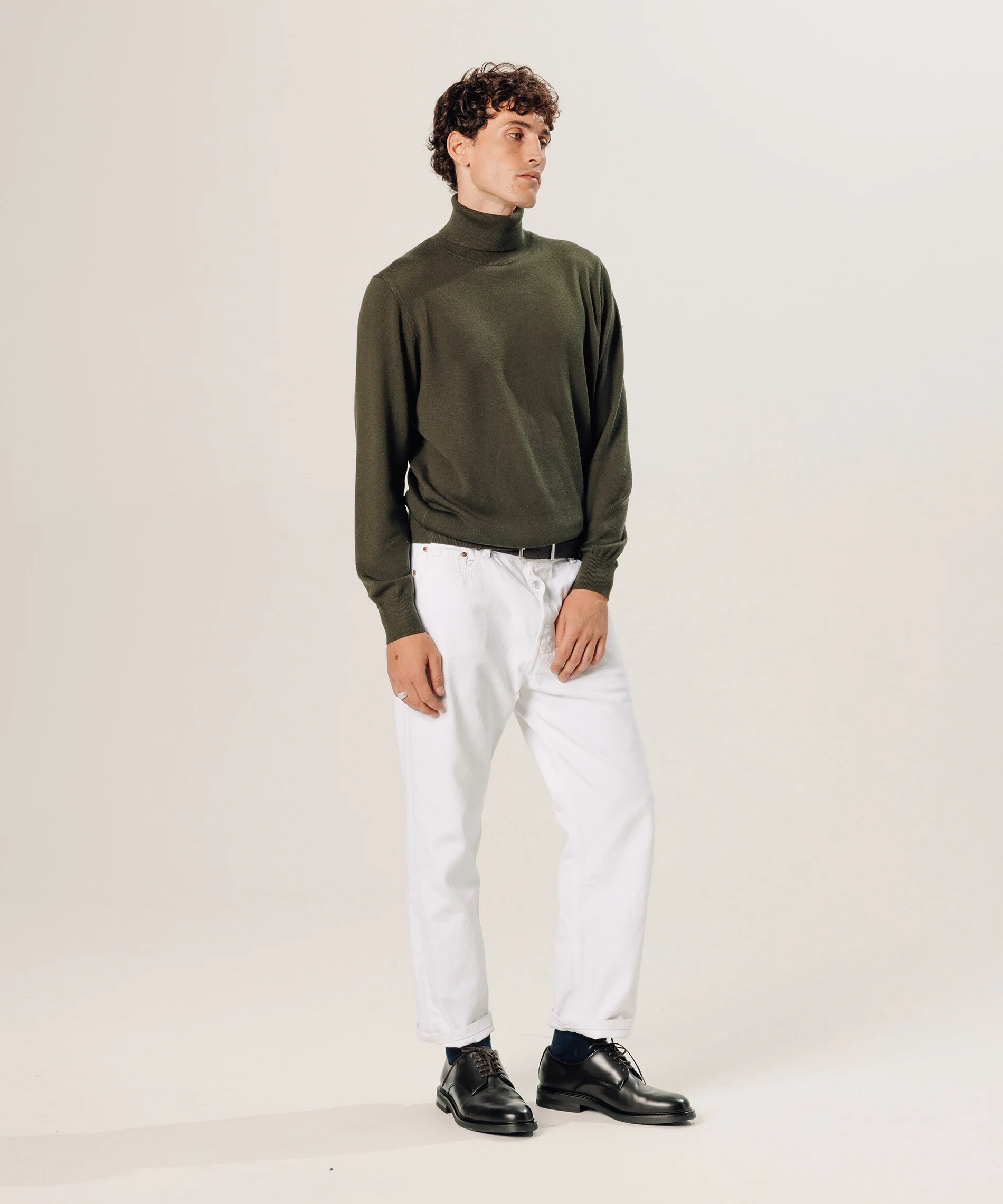 Pull col roulé en laine mérinos | Kaki