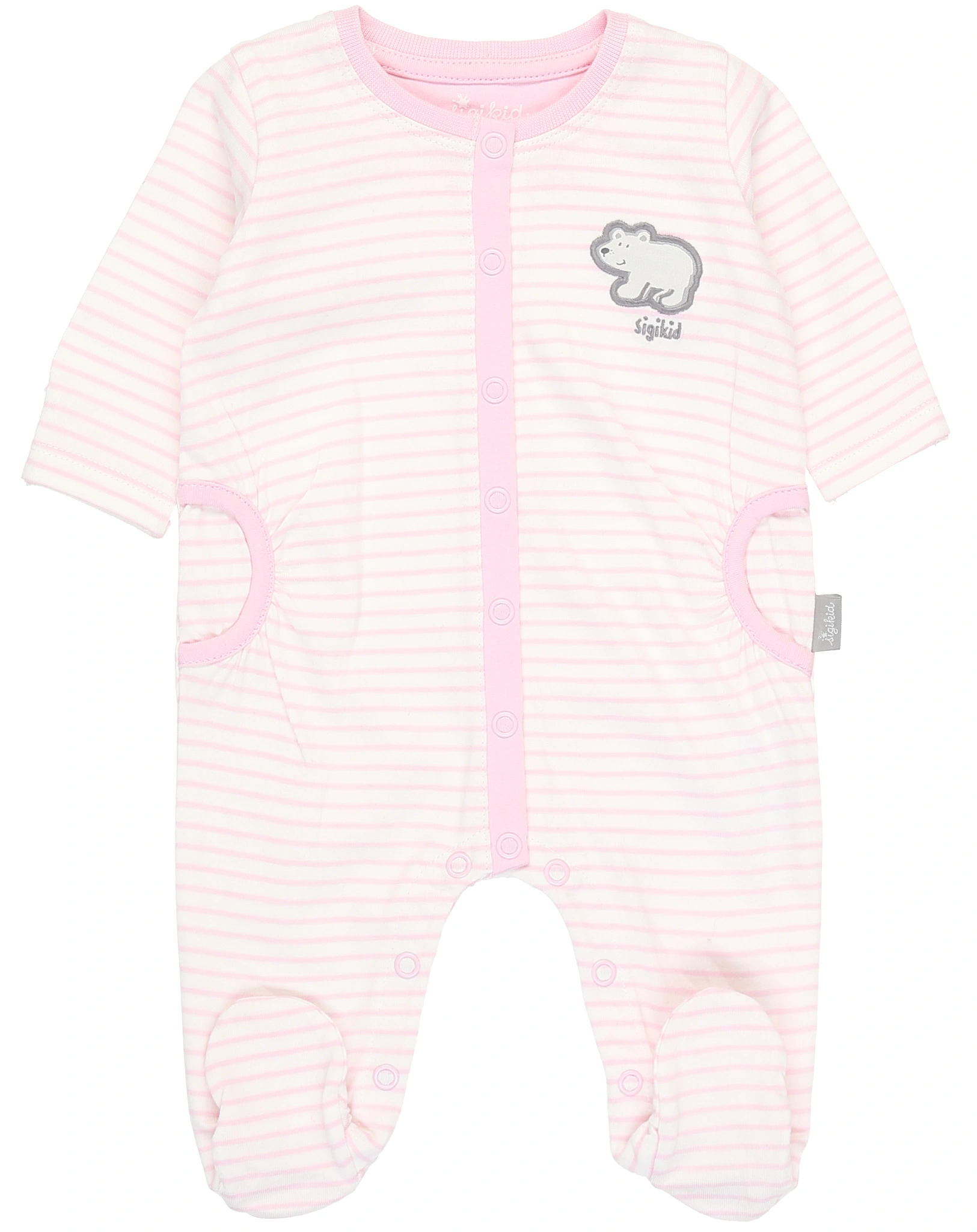 Strampler CLASSIC GIRL mit Fuß gestreift in rosa
