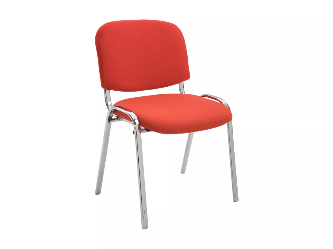 Chaise de salle à manger - Tissu & Métal chromé - Rouge - Ken