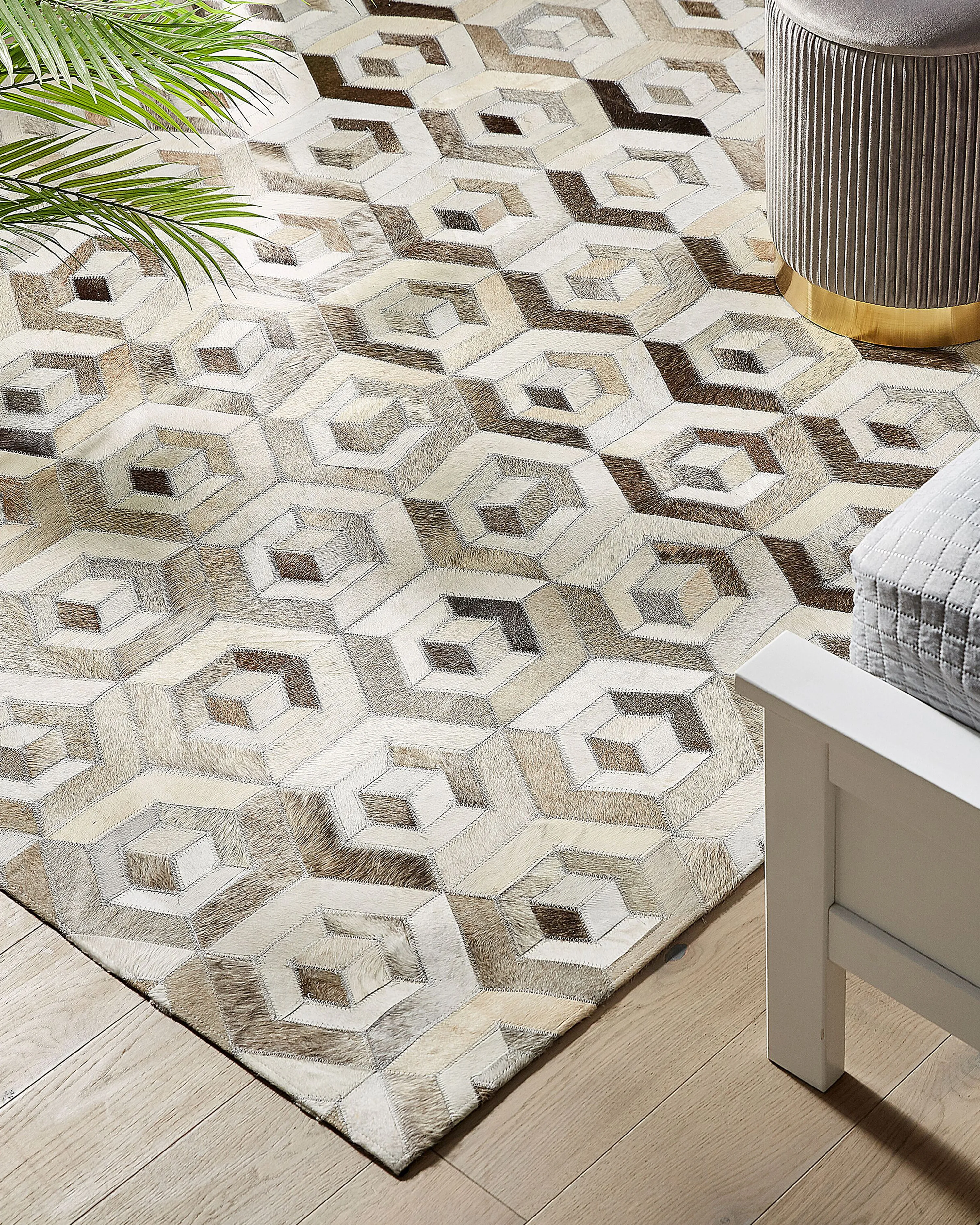 Vloerkleed TAVAK Beige 160 x 230 cm Leer