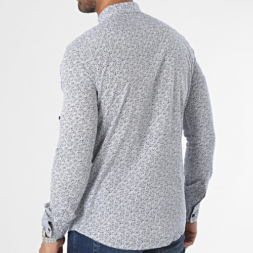 Chemise Manches Longues Blanc Bleu Marine