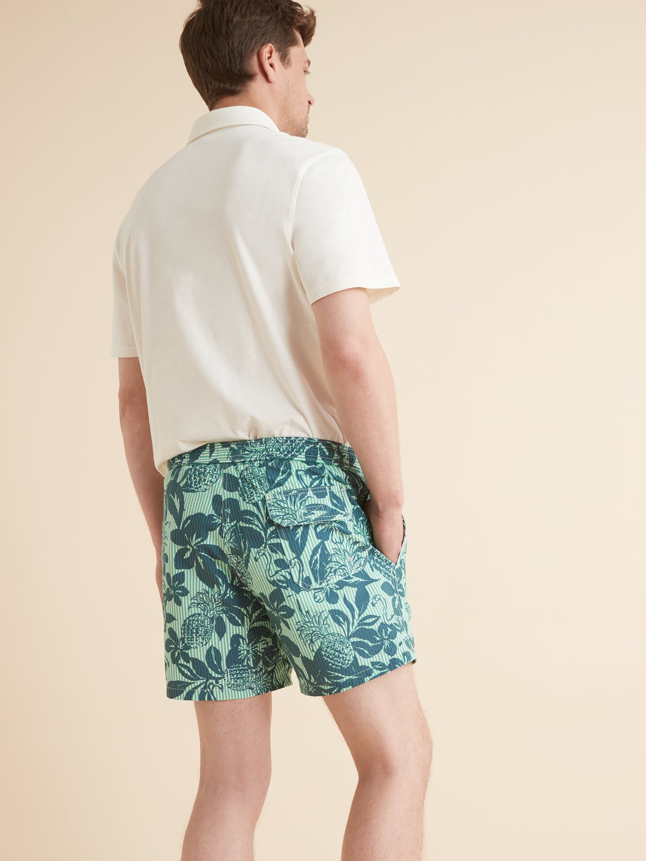 Short de bain imprimé fleuri homme
