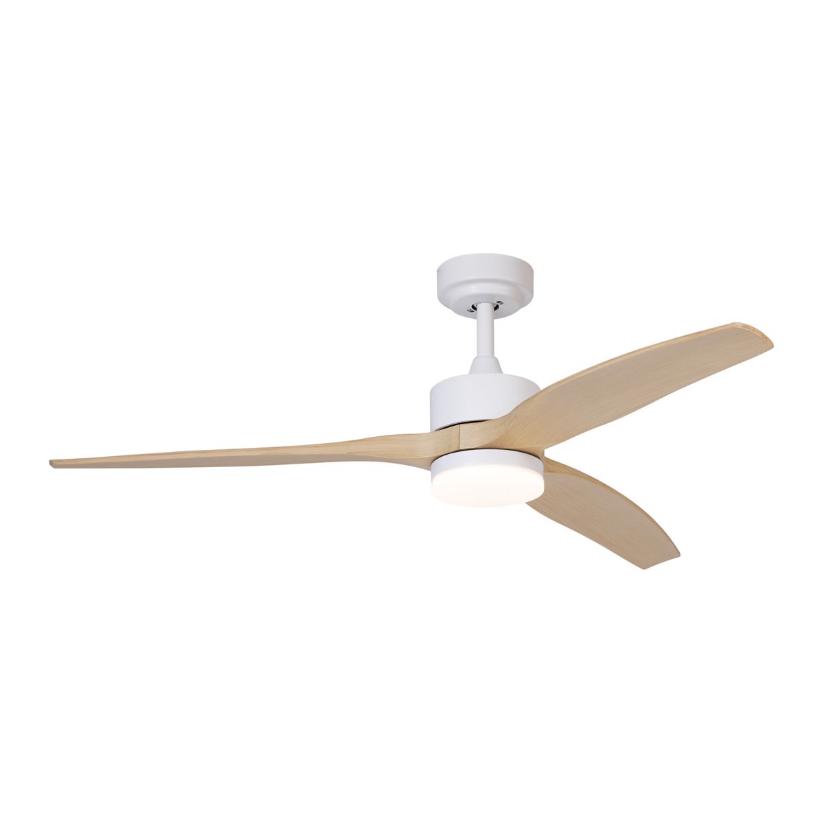 Plafondventilator wit met hout print 132cm incl. LED dimbaar met afstandsbediening - Joly