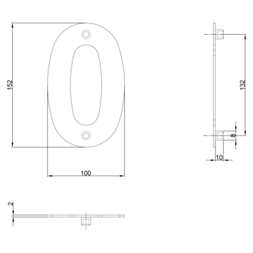 Huiscijfer 0 Zwart RVS 15 x 10 cm
