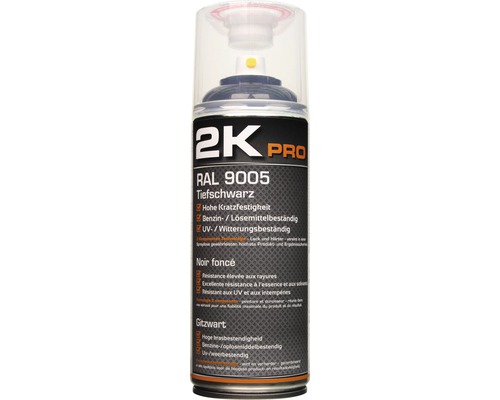 2K PRO glansspuitverf RAL 9005 gitzwart 400 ml