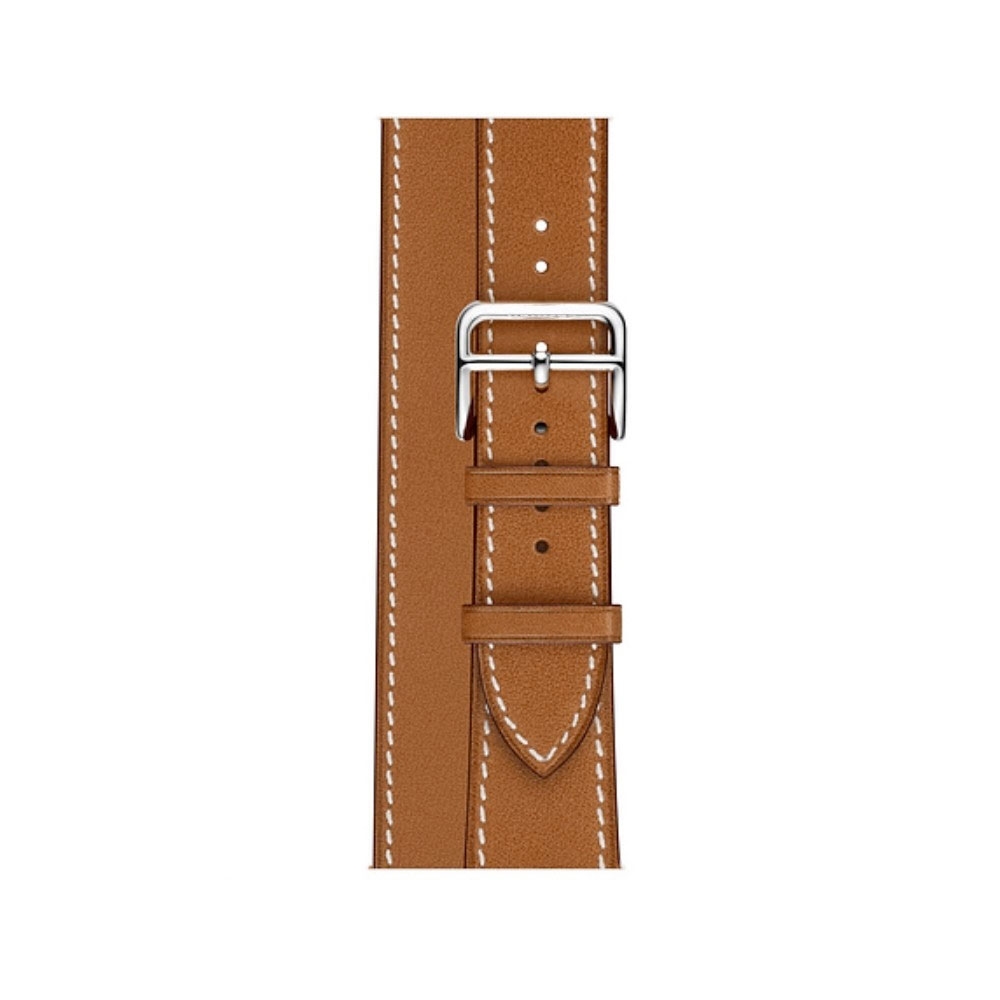 Apple Watch (42/41/40/38 mm) Modisches Ersatz Echtleder Doppelband Armband (One Size) - Braun