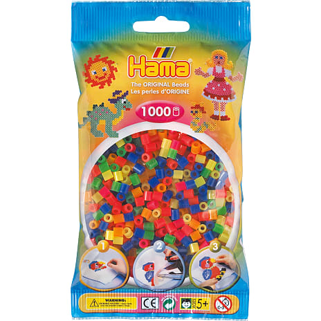 Hama rørperler 1000 stk. - miksede neonfarver